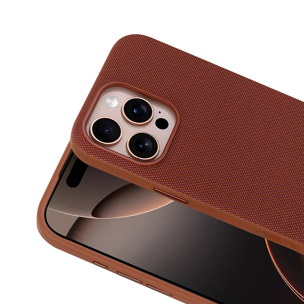 Apple iPhone 16 Pro Kılıf M-Safe Şarj Özellikli Kumaş Tasarımlı Zore Miami Sert PC Kapak