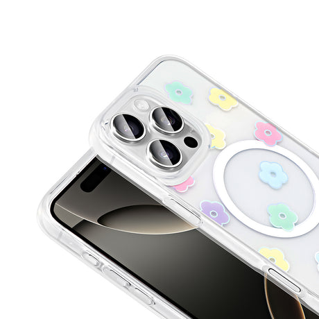 Apple iPhone 16 Pro Kılıf M-Safe Şarj Özellikli Şeffaf Zore Folk Sert Kapak