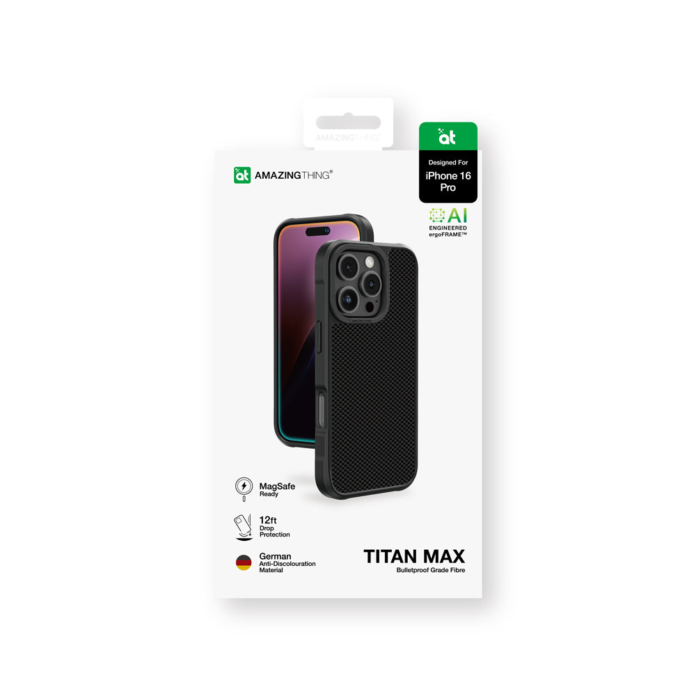 Apple iPhone 16 Pro Kılıf M-safe Şarj Özellikli 1500D Aramid Fiber Amazingthing Titan Max Serisi Kapak
