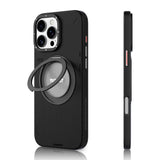 Apple iPhone 16 Pro Kılıf M-safe Şarj Özellikli 360° Standlı Basit Mat Deri Desenli Youngkit Tech Leather Serisi Kapak