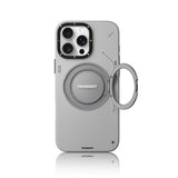 Apple iPhone 16 Pro Kılıf M-safe Şarj Özellikli 360° Standlı Basit Mat Deri Desenli Youngkit Tech Leather Serisi Kapak