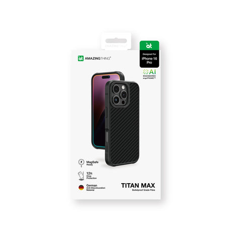 Apple iPhone 16 Pro Kılıf M-safe Şarj Özellikli 600D Aramid Fiber Amazingthing Titan Max Serisi Kapak