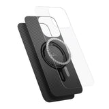 Apple iPhone 16 Pro Kılıf M-safe Şarj Özellikli 600D Aramid Fiber Pitaka Ultra-Slim Classic Serisi Black-Grey Twill Kapak