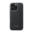 Apple iPhone 16 Pro Kılıf M-safe Şarj Özellikli 600D Aramid Fiber Pitaka Ultra-Slim Classic Serisi Black-Grey Twill Kapak
