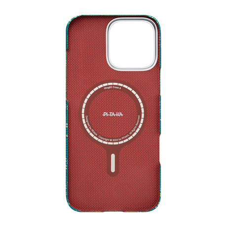 Apple iPhone 16 Pro Kılıf M-safe Şarj Özellikli Aramid Fiber Pitaka Tactile Woven Monogram Serisi Kapak