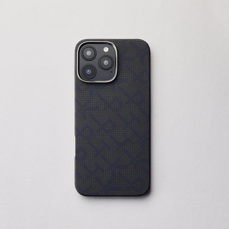 Apple iPhone 16 Pro Kılıf M-safe Şarj Özellikli Aramid Fiber Pitaka Tactile Woven Monogram Serisi Kapak