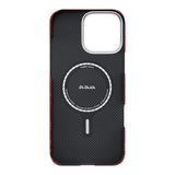 Apple iPhone 16 Pro Kılıf M-safe Şarj Özellikli Aramid Fiber Pitaka Tactile Woven Monogram Serisi Kapak