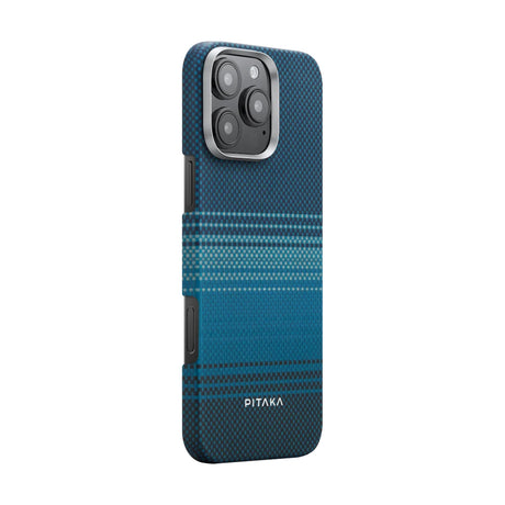 Apple iPhone 16 Pro Kılıf M-safe Şarj Özellikli Aramid Fiber Pitaka Tactile Woven Sunset-Moonrise Serisi Moonrise Kapak