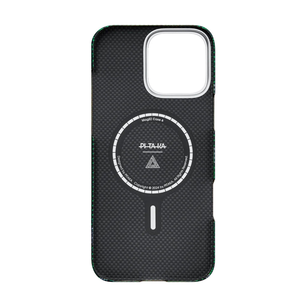 Apple iPhone 16 Pro Kılıf M-safe Şarj Özellikli Aramid Fiber Re-TROS Tasarımlı Pitaka Tactile Woven Rebuilding Serisi Kapak