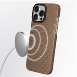 Apple iPhone 16 Pro Kılıf M-safe Şarj Özellikli Aramid Fiber Youngkit 1500D Kevlar Extreme Wing Titanyum-Gold Serisi Kapak