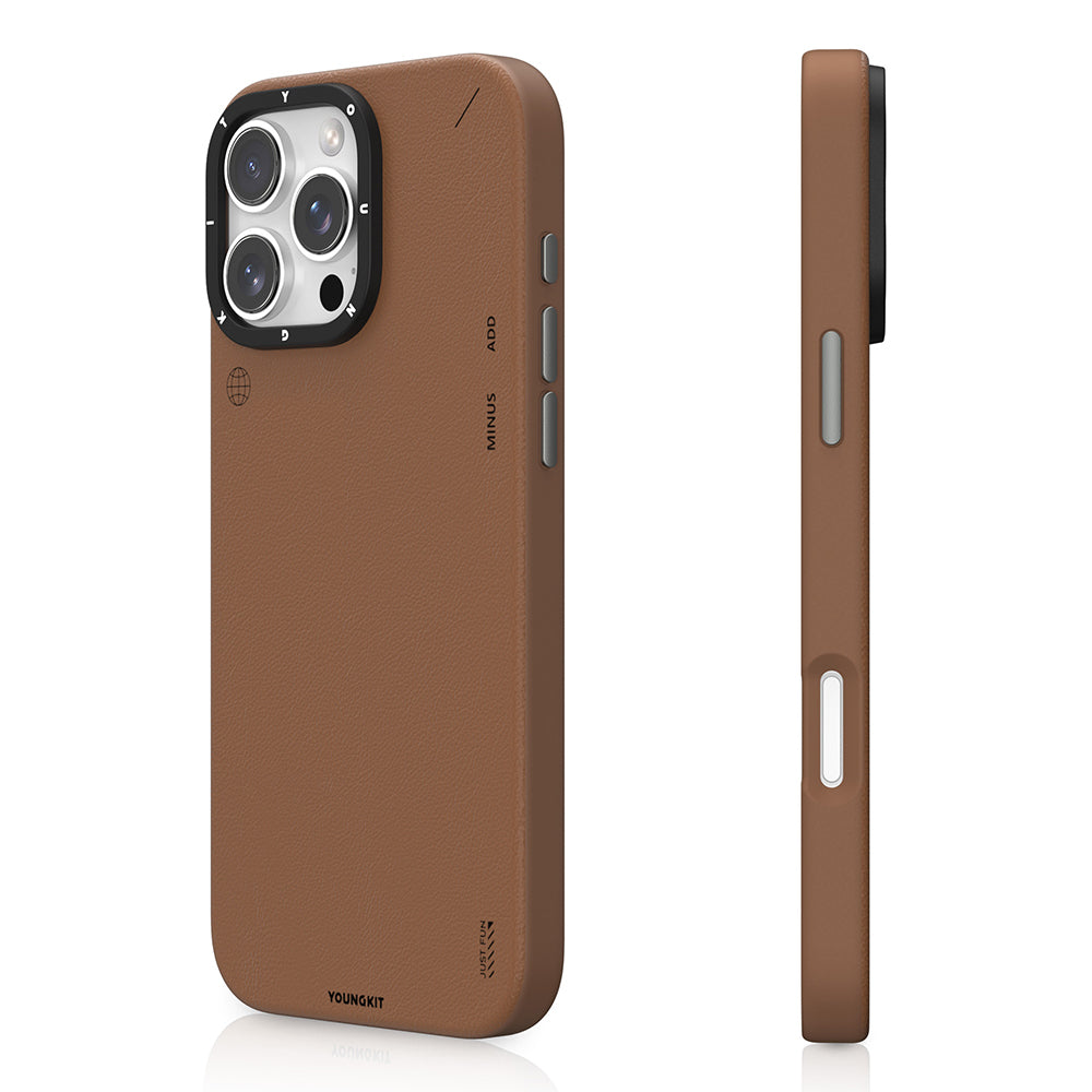 Apple iPhone 16 Pro Kılıf M-safe Şarj Özellikli Basit Mat Deri Desenli Youngkit Tech Fashion Serisi Kapak
