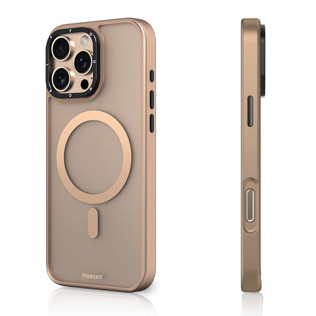 Apple iPhone 16 Pro Kılıf M-safe Şarj Özellikli Cam Arka Yüzey TPU Youngkit Gemstone Serisi Kapak