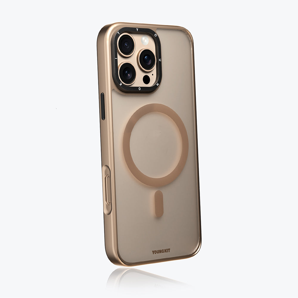 Apple iPhone 16 Pro Kılıf M-safe Şarj Özellikli Cam Arka Yüzey TPU Youngkit Gemstone Serisi Kapak