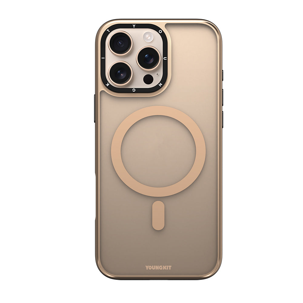 Apple iPhone 16 Pro Kılıf M-safe Şarj Özellikli Cam Arka Yüzey TPU Youngkit Gemstone Serisi Kapak