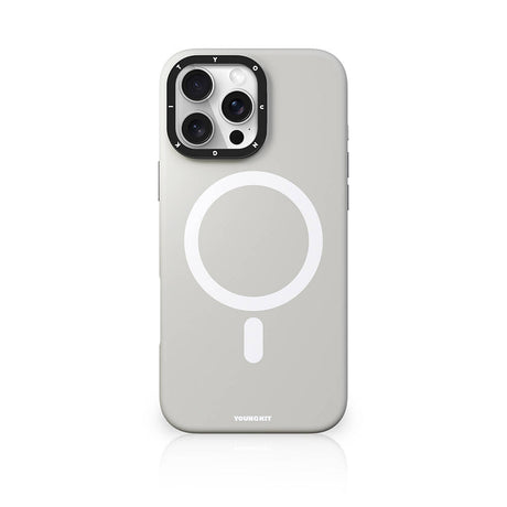Apple iPhone 16 Pro Kılıf M-safe Şarj Özellikli Kamera Standlı Youngkit Bitty Cream Kapak