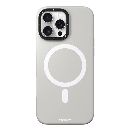 Apple iPhone 16 Pro Kılıf M-safe Şarj Özellikli Kamera Standlı Youngkit Bitty Cream Kapak