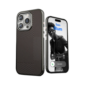 Apple iPhone 16 Pro Kılıf M-safe Şarj Özellikli Karbon Fiber Desenli Mutural Montage Kapak
