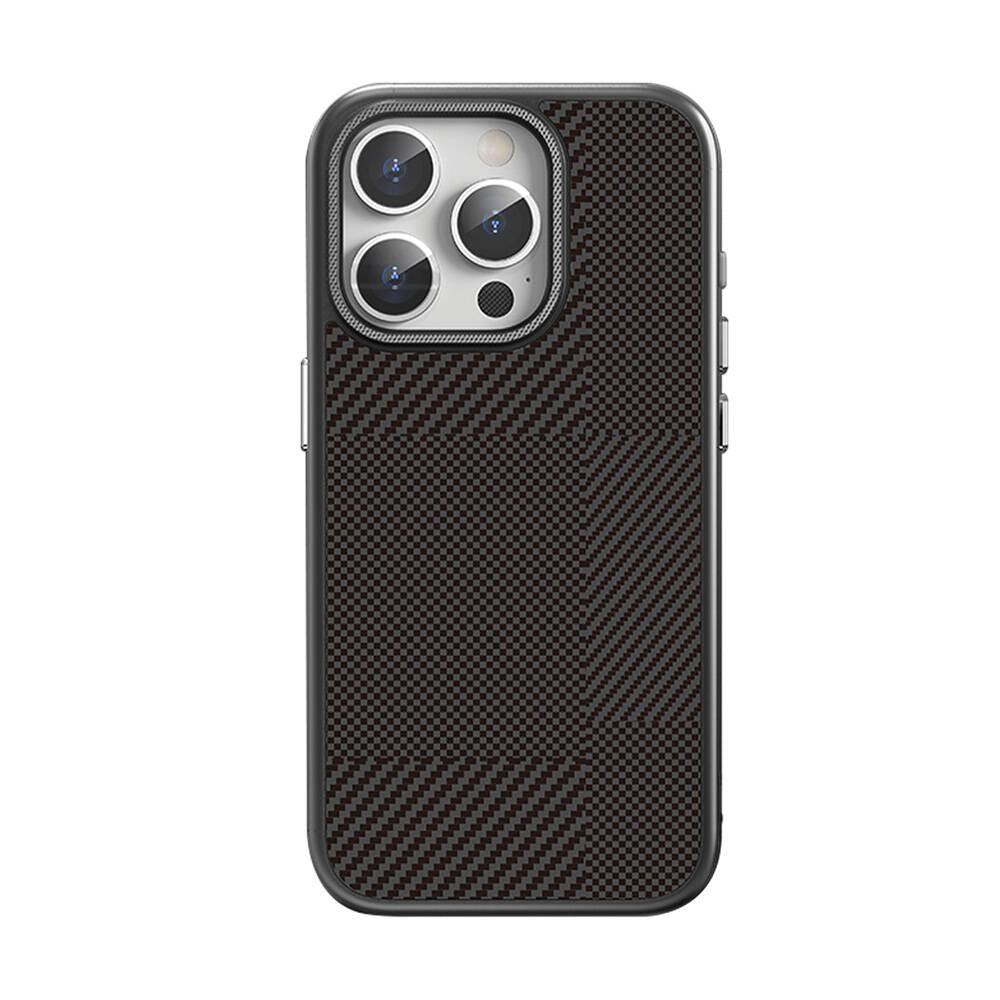 Apple iPhone 16 Pro Kılıf M-safe Şarj Özellikli Karbon Fiber Desenli Mutural Montage Kapak