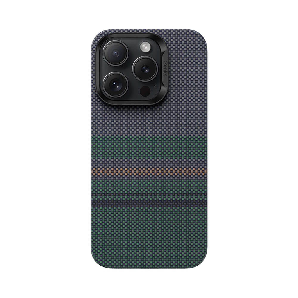 Apple iPhone 16 Pro Kılıf M-safe Şarj Özellikli Karbon Fiber Tasarımlı Benks Aurora ArmorAir Kevlar Kapak