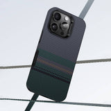 Apple iPhone 16 Pro Kılıf M-safe Şarj Özellikli Karbon Fiber Tasarımlı Benks Aurora ArmorPro Kevlar Kapak