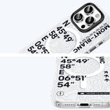 Apple iPhone 16 Pro Kılıf M-safe Şarj Özellikli Koordinat Yazı Desenli Benks Summit Serisi Kapak