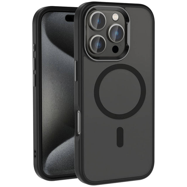 Apple iPhone 16 Pro Kılıf M-safe Şarj Özellikli Parlak Kamera Çerçeveli Zore Kost Kapak