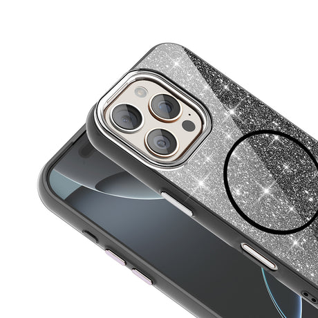 Apple iPhone 16 Pro Kılıf M-safe Şarj Özellikli Parlayan Simli Zore Okso Kapak