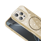 Apple iPhone 16 Pro Kılıf M-safe Şarj Özellikli Parlayan Simli Zore Okso Kapak
