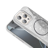 Apple iPhone 16 Pro Kılıf M-safe Şarj Özellikli Parlayan Simli Zore Okso Kapak