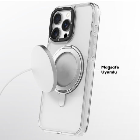 Apple iPhone 16 Pro Kılıf M-safe Şarj Özellikli Parmak Ring Standlı Youngkit Pivot Serisi Kapak