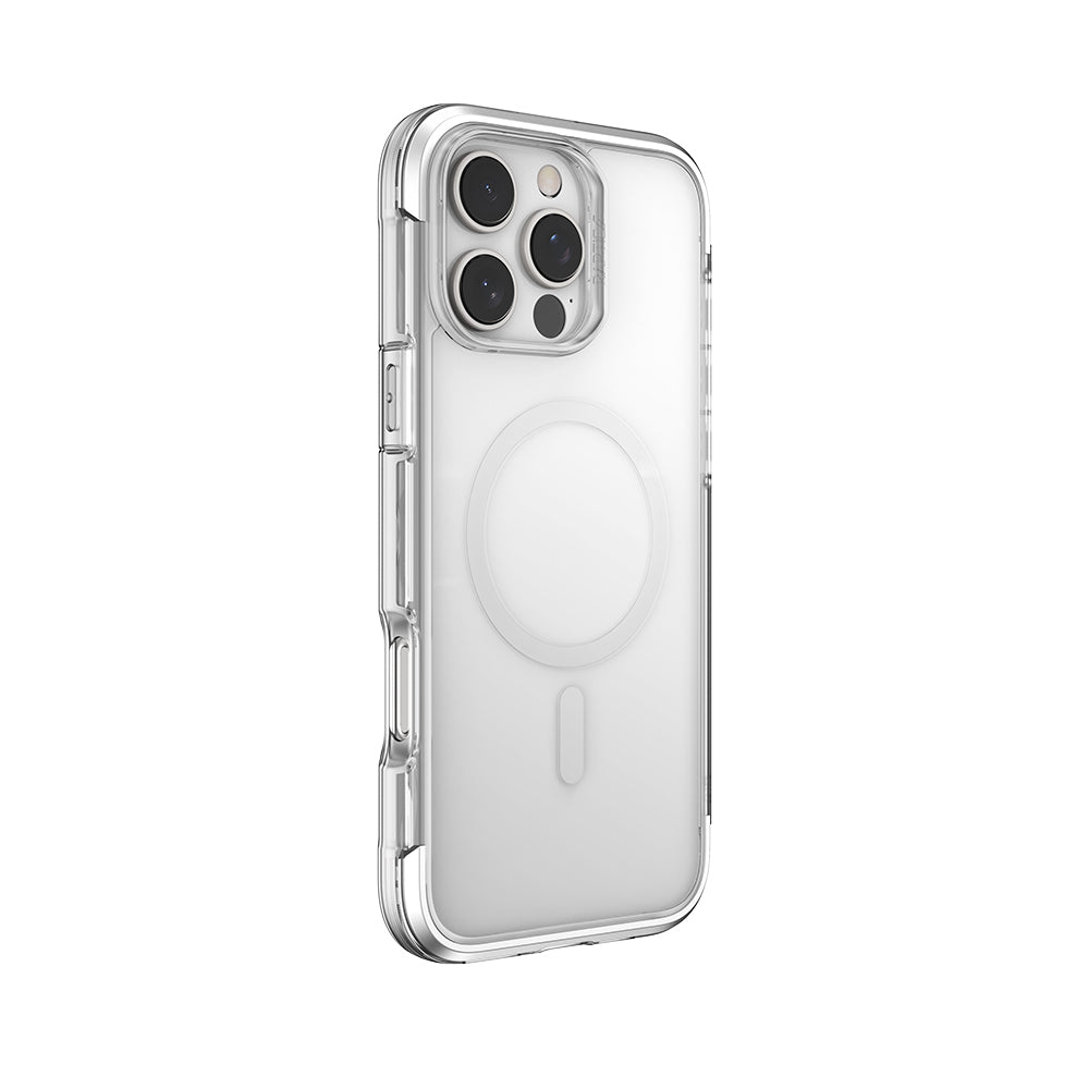 Apple iPhone 16 Pro Kılıf M-safe Şarj Özellikli Raptic Air Serisi Airbag Tasarımlı Metal Köşelikli Şeffaf Kapak