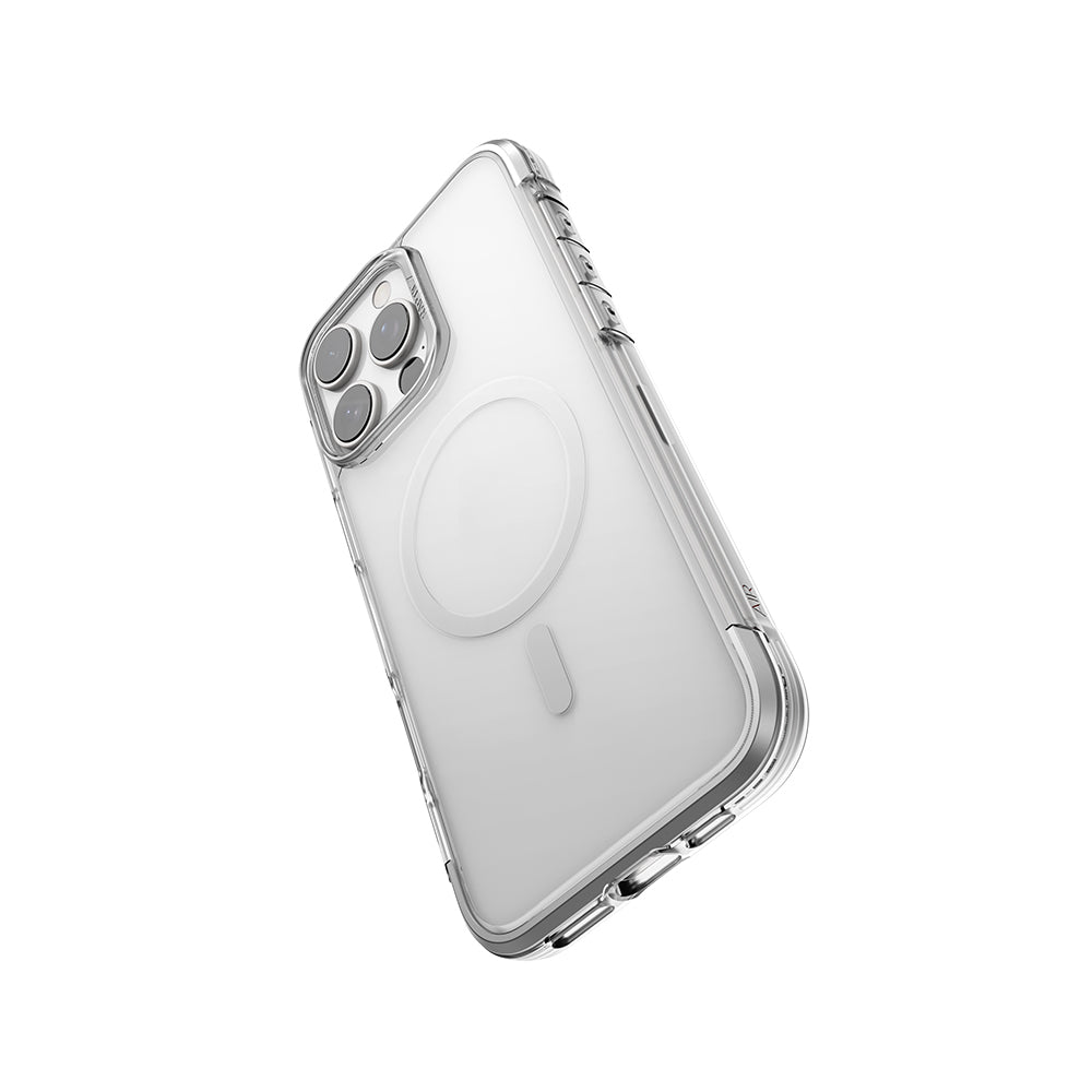 Apple iPhone 16 Pro Kılıf M-safe Şarj Özellikli Raptic Air Serisi Airbag Tasarımlı Metal Köşelikli Şeffaf Kapak