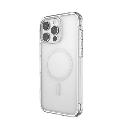 Apple iPhone 16 Pro Kılıf M-safe Şarj Özellikli Raptic Air Serisi Airbag Tasarımlı Metal Köşelikli Şeffaf Kapak