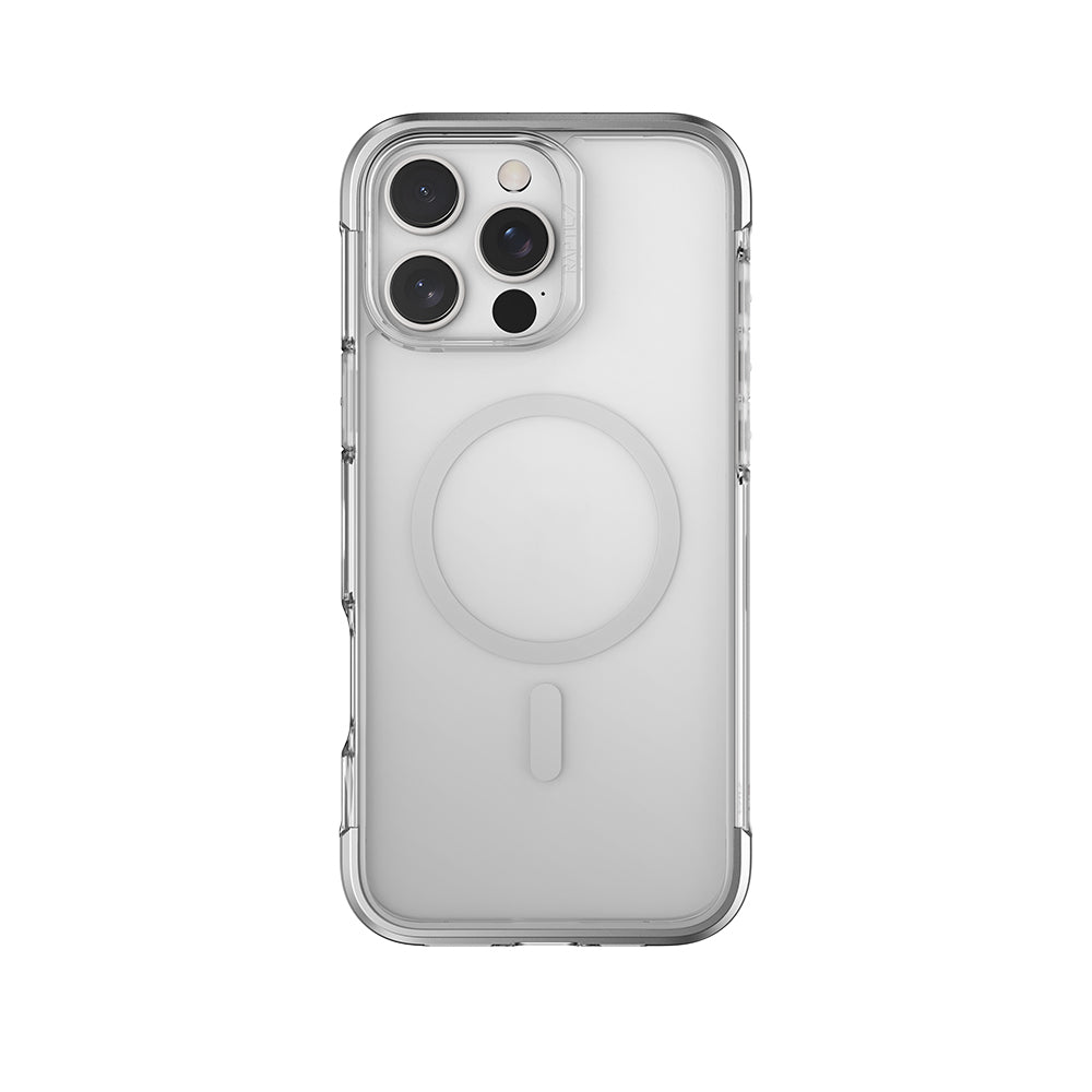Apple iPhone 16 Pro Kılıf M-safe Şarj Özellikli Raptic Air Serisi Airbag Tasarımlı Metal Köşelikli Şeffaf Kapak