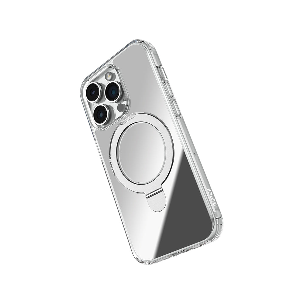 Apple iPhone 16 Pro Kılıf M-safe Şarj Özellikli Raptic Air Stand Serisi Aynalı Arka Yüzey Standlı Kapak