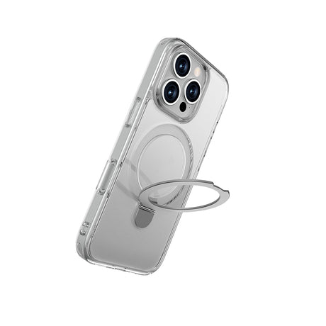 Apple iPhone 16 Pro Kılıf M-safe Şarj Özellikli Raptic Air Stand Serisi Buzlu Transparan Tasarımlı Standlı Kapak