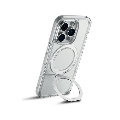 Apple iPhone 16 Pro Kılıf M-safe Şarj Özellikli Raptic Air Stand Serisi Buzlu Transparan Tasarımlı Standlı Kapak