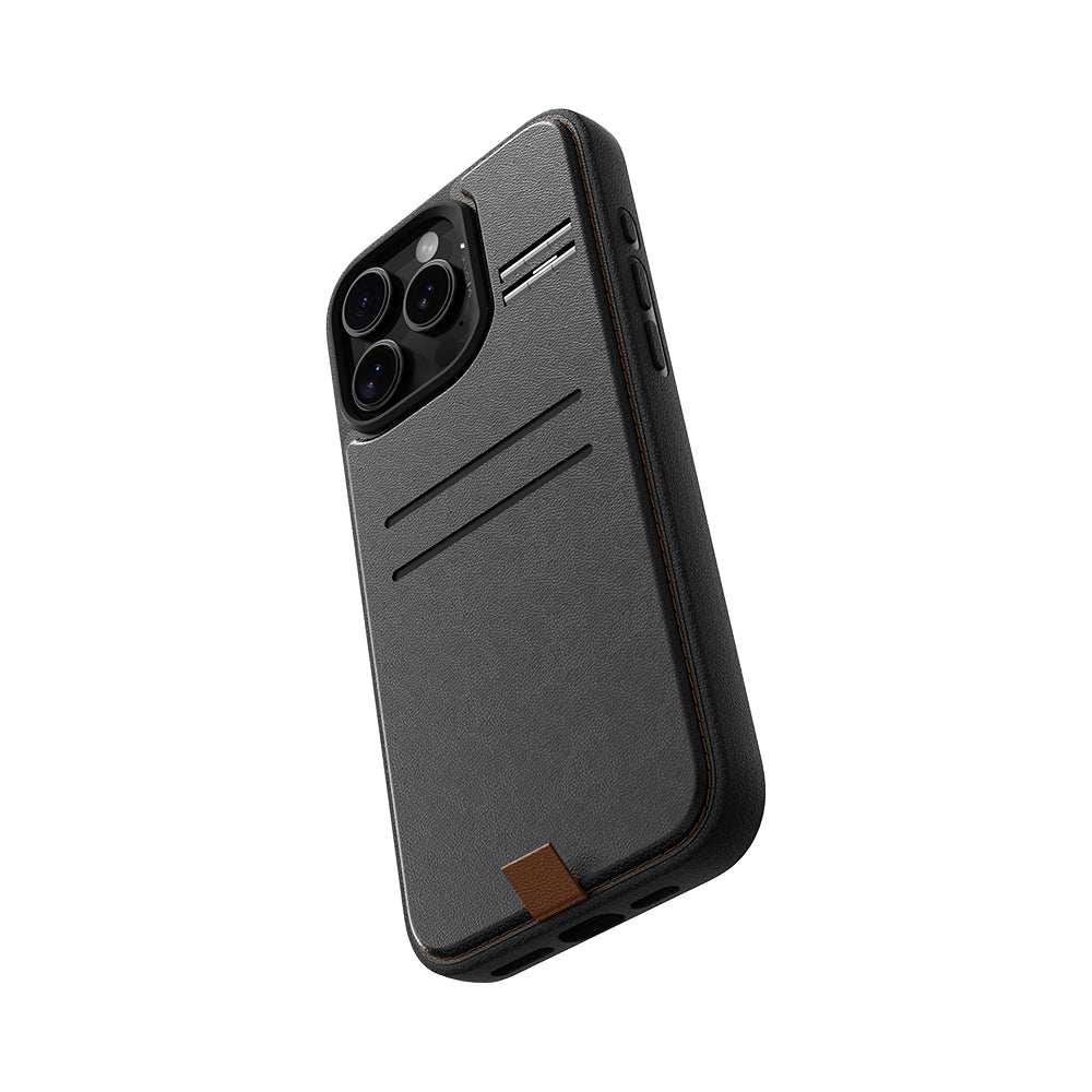 Apple iPhone 16 Pro Kılıf M-safe Şarj Özellikli Raptic Slim Wallet Serisi Deri Görünümlü Kartlıklı Standlı Kapak