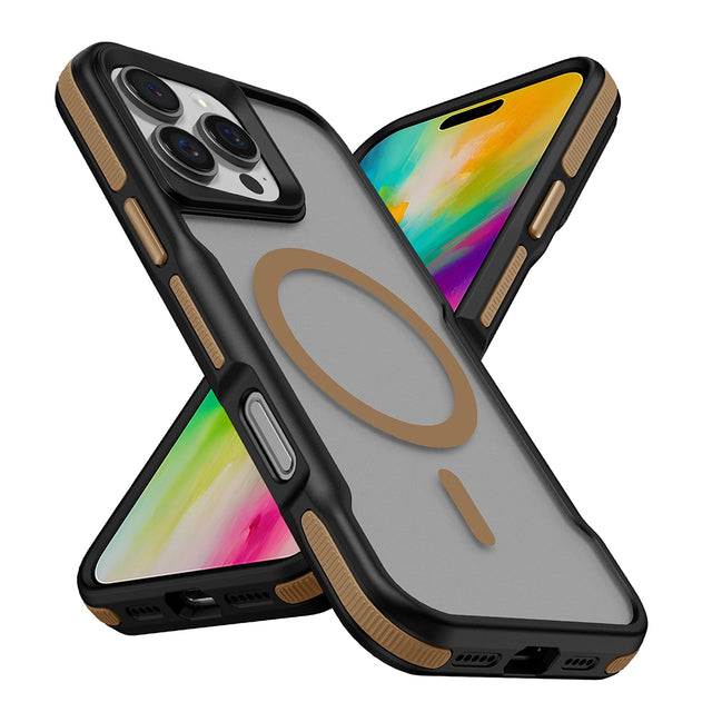 Apple iPhone 16 Pro Kılıf M-safe Şarj Özellikli Renkli Kenar Airbag Şeritli Zore Lamer Kapak