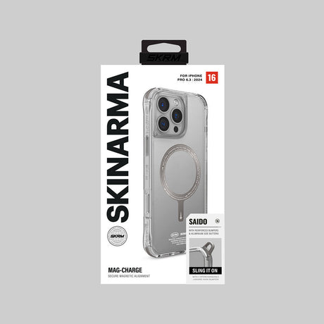 Apple iPhone 16 Pro Kılıf M-safe Şarj Özellikli Şeffaf Airbag Tasarımlı Skinarma Saido Prime Kapak