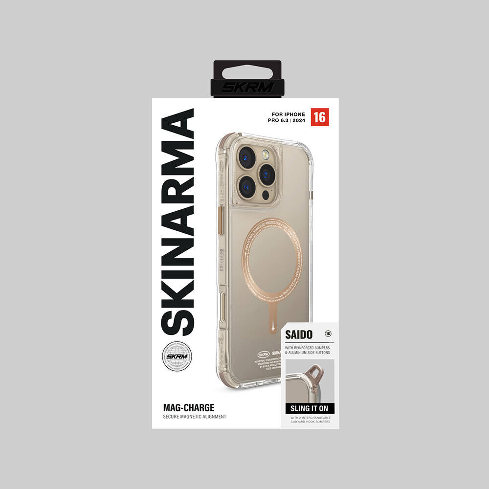 Apple iPhone 16 Pro Kılıf M-safe Şarj Özellikli Şeffaf Airbag Tasarımlı Skinarma Saido Prime Kapak