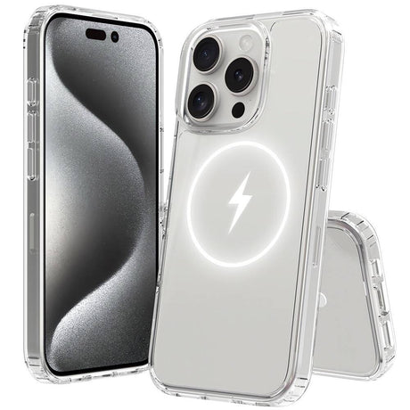 Apple iPhone 16 Pro Kılıf M-safe Şarj Özellikli Şeffaf Sert PC Zore Embos Kapak