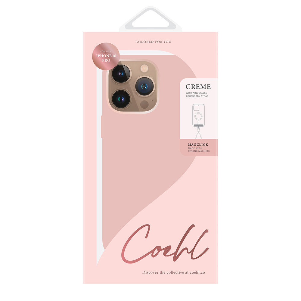Apple iPhone 16 Pro Kılıf M-safe Şarj Özellikli Soft Arka Yüzey Askı İpli Coehl Creme Kapak