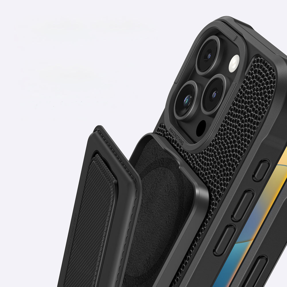 Apple iPhone 16 Pro Kılıf M-safe Şarj Özellikli Standlı Kartlıklı Set Amazingthing Glamour Luxe Serisi Kapak