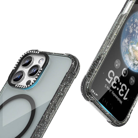 Apple iPhone 16 Pro Kılıf M-safe Şarj Özellikli Taşlı ve Simli Tasarım Mutural Blink Kapak