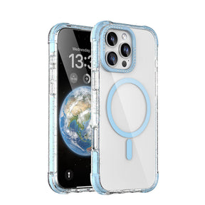 Apple iPhone 16 Pro Kılıf M-safe Şarj Özellikli Taşlı ve Simli Tasarım Mutural Blink Kapak