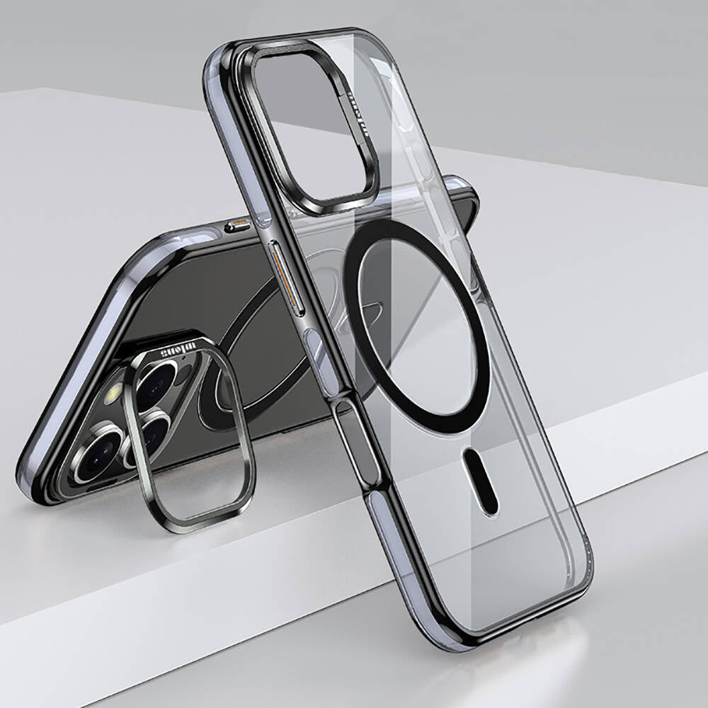 Apple iPhone 16 Pro Kılıf M-safe Şarj Özellikli Wlons Standlı Efsane Kapak