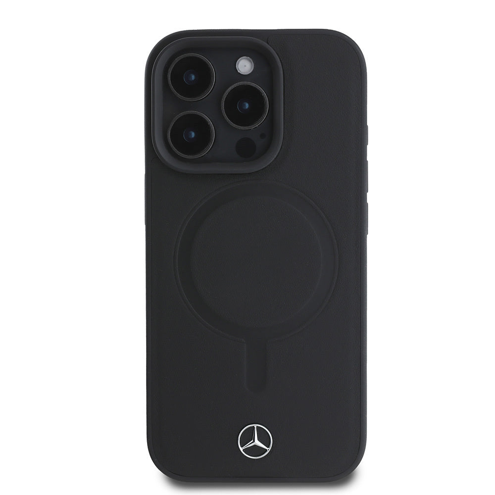 Apple iPhone 16 Pro Kılıf Mercedes Benz M-safe Şarj Özellikli Yumuşak Deri Orjinal Lisanslı Kapak
