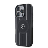 Apple iPhone 16 Pro Kılıf Mercedes Benz Orjinal Lisanslı M-safe Şarj Özellikli Çift Katmanlı Paralel Çizgi Desenli Kapak