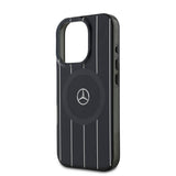 Apple iPhone 16 Pro Kılıf Mercedes Benz Orjinal Lisanslı M-safe Şarj Özellikli Çift Katmanlı Paralel Çizgi Desenli Kapak
